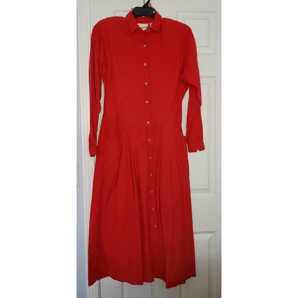 Alain Womans Toussaint Maxi Corduroy Dress Size 10. Orange